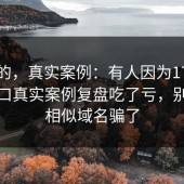 说真的，真实案例：有人因为17cc最新入口真实案例复盘吃了亏，别再被相似域名骗了