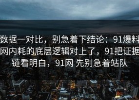 数据一对比，别急着下结论：91爆料网内耗的底层逻辑对上了，91把证据链看明白，91网 先别急着站队