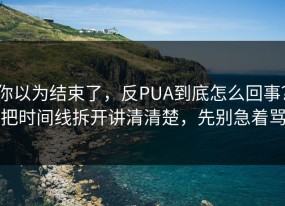 你以为结束了，反PUA到底怎么回事？把时间线拆开讲清清楚，先别急着骂