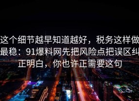 这个细节越早知道越好，税务这样做最稳：91爆料网先把风险点把误区纠正明白，你也许正需要这句