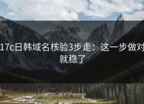17c日韩域名核验3步走：这一步做对就稳了