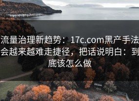 流量治理新趋势：17c.com黑产手法会越来越难走捷径，把话说明白：到底该怎么做