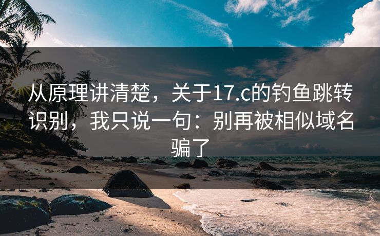从原理讲清楚，关于17.c的钓鱼跳转识别，我只说一句：别再被相似域名骗了