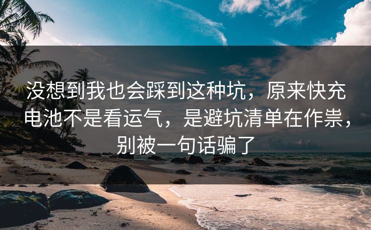没想到我也会踩到这种坑，原来快充电池不是看运气，是避坑清单在作祟，别被一句话骗了