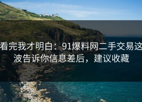 看完我才明白：91爆料网二手交易这波告诉你信息差后，建议收藏