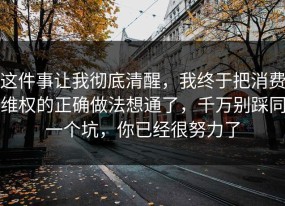 这件事让我彻底清醒，我终于把消费维权的正确做法想通了，千万别踩同一个坑，你已经很努力了
