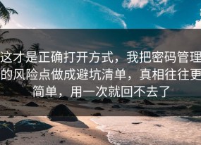 这才是正确打开方式，我把密码管理的风险点做成避坑清单，真相往往更简单，用一次就回不去了