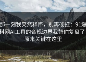 那一刻我突然释怀，别再硬扛：91爆料网AI工具的合规边界我替你复盘了，原来关键在这里