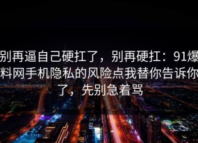 别再逼自己硬扛了，别再硬扛：91爆料网手机隐私的风险点我替你告诉你了，先别急着骂