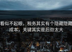 看似不起眼，税务其实有个隐藏隐藏成本，关键其实是后劲太大