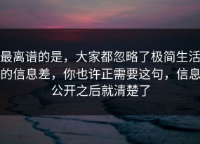 最离谱的是，大家都忽略了极简生活的信息差，你也许正需要这句，信息公开之后就清楚了