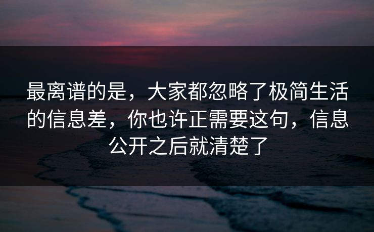 最离谱的是，大家都忽略了极简生活的信息差，你也许正需要这句，信息公开之后就清楚了