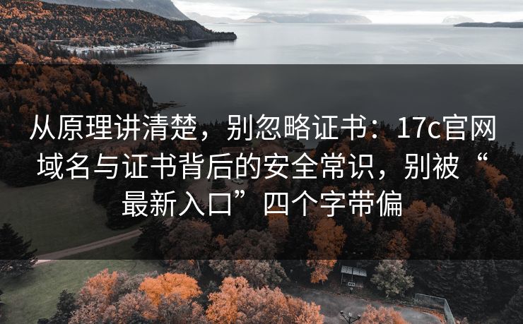 从原理讲清楚，别忽略证书：17c官网域名与证书背后的安全常识，别被“最新入口”四个字带偏