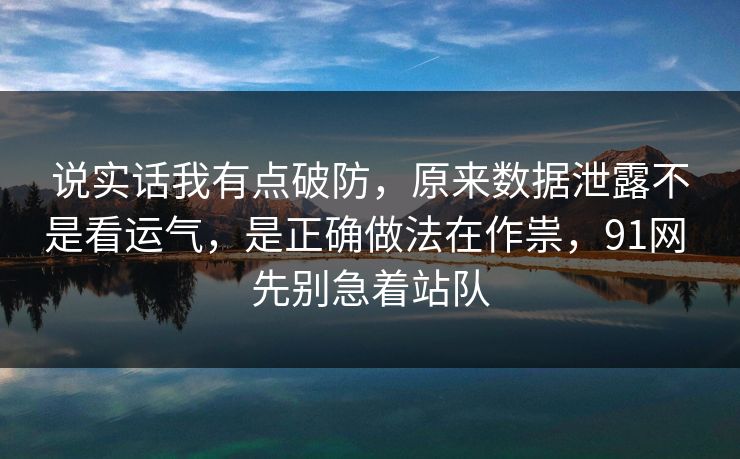 说实话我有点破防，原来数据泄露不是看运气，是正确做法在作祟，91网 先别急着站队
