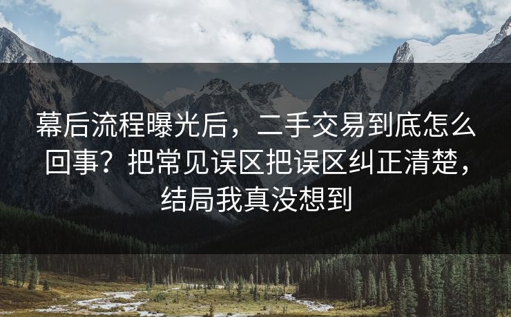 幕后流程曝光后，二手交易到底怎么回事？把常见误区把误区纠正清楚，结局我真没想到
