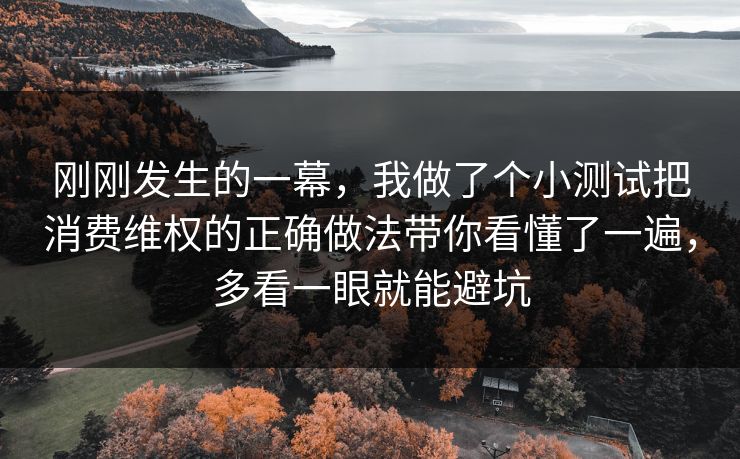 刚刚发生的一幕，我做了个小测试把消费维权的正确做法带你看懂了一遍，多看一眼就能避坑